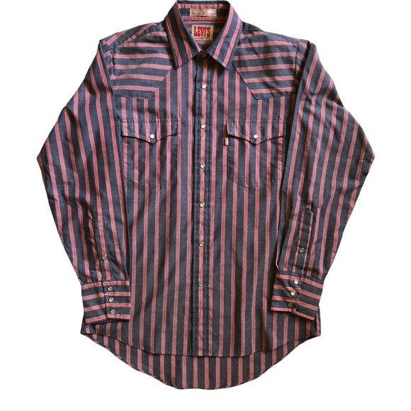 Vintage Levi’s Western Shirt Pearl Snap Stripe M - Picture 9 of 9